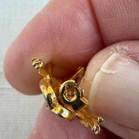 Gold-Tone Beetle Brooch With Faux Pearl & Enamel Detailing 7/8" - Picture 5 of 6